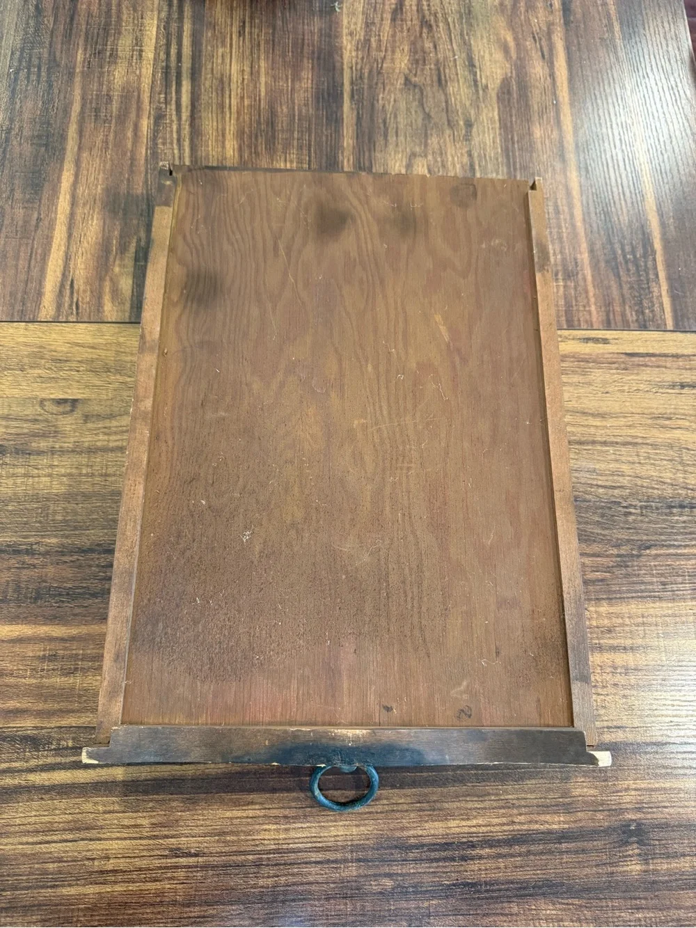 Vintage sewing machine drawer Wooden Tray with Brass Pull - Dark Brown